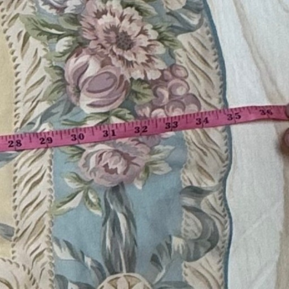 Ralph Lauren Silk Square Scarf Blue Pink Floral Fruit Garden Made in Japan 34in - Picture 3 of 5